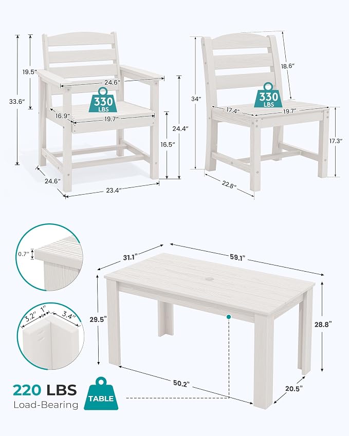SERWALL Outdoor Dining Sets for 10, HDPE Dining Sets for 10 Person - Image 3