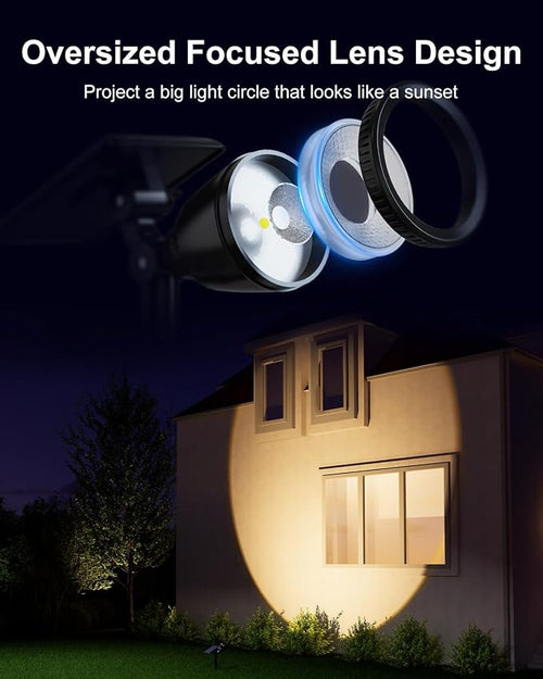 2 Pack Outdoor Solar Powered Spot Lights Waterproof Bright LED Spotlights - Image 2