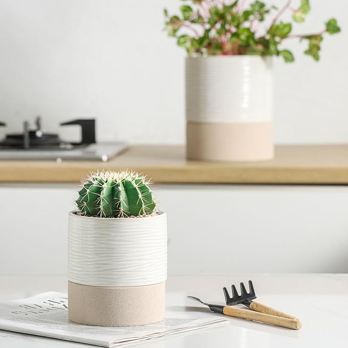 Nihow Self Watering Plant Pot for Indoor Plants: 4.5 Inch Ceramic Planter - Image 3
