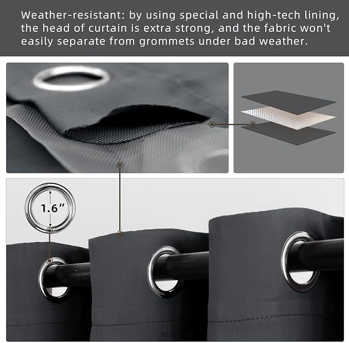 Waterproof Outdoor Curtain W105 x L108 - Image 3