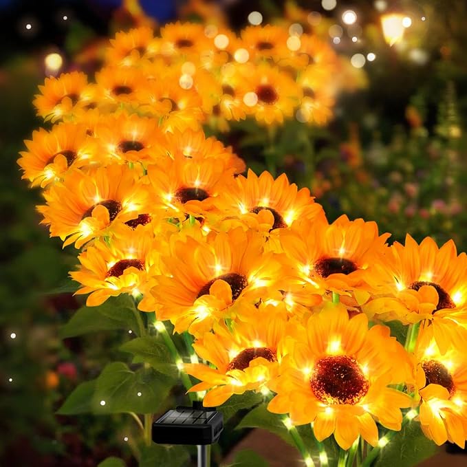 Solar Sunflower Lights 4 Pack - Image 4