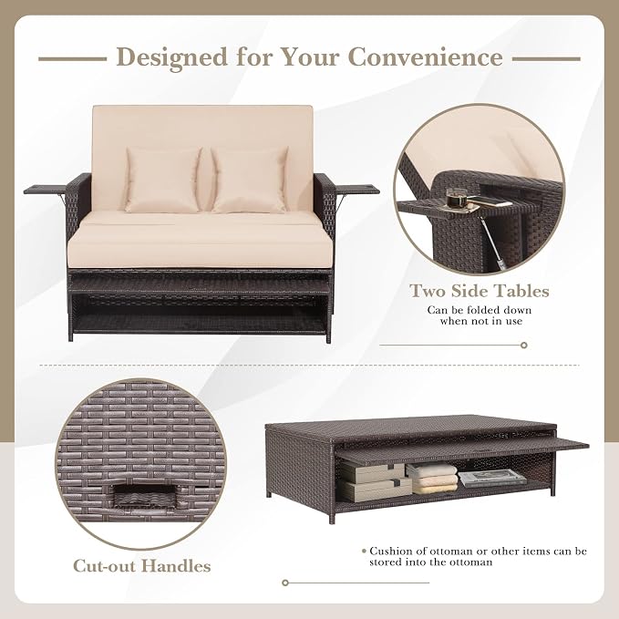 COSTWAY Patio Rattan Daybed - Image 7