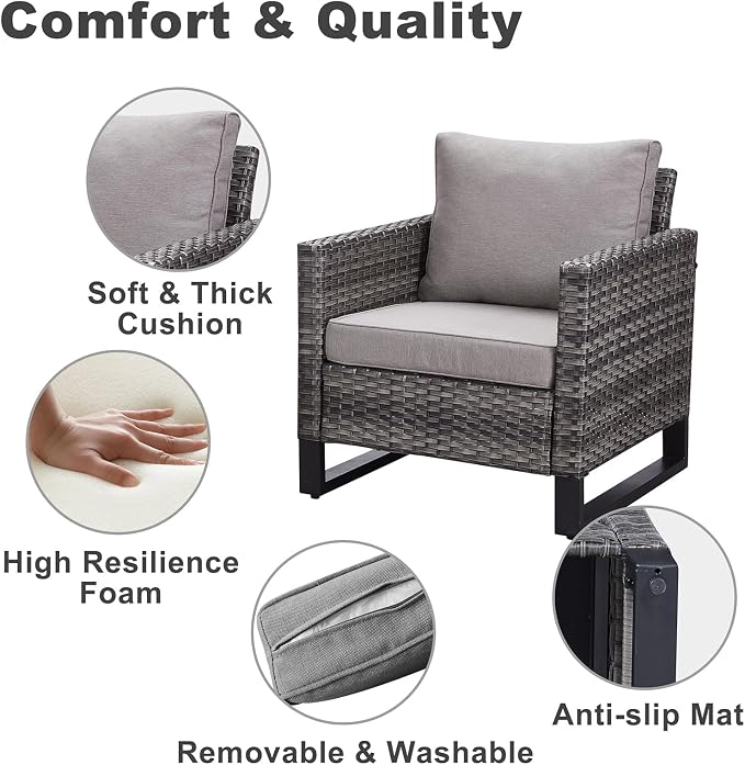 Belord Outdoor Bistro Set 3 Piece Outdoor Wicker Patio Chairs, Oversize Outdoor - Image 5