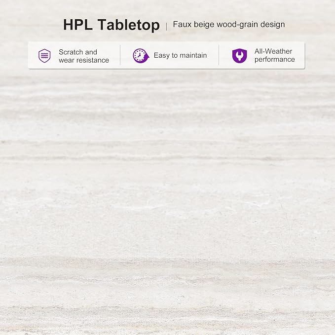 PURPLE LEAF 9 Pieces Outdoor Dining Set Patio Table and Chairs Set Aluminum - Image 5