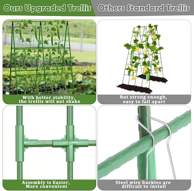 2 Packs Cucumber Trellis for Raised Beds, 31 X 47 Inch Adjustable Size A-Frame - Image 4