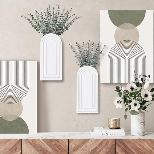 2 Pack Wooden Wall Vase Set - Image 2