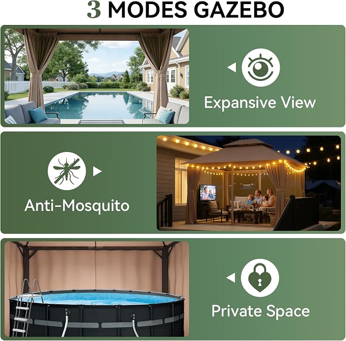 Aoxun 10x12 Outdoor Gazebo - Image 4