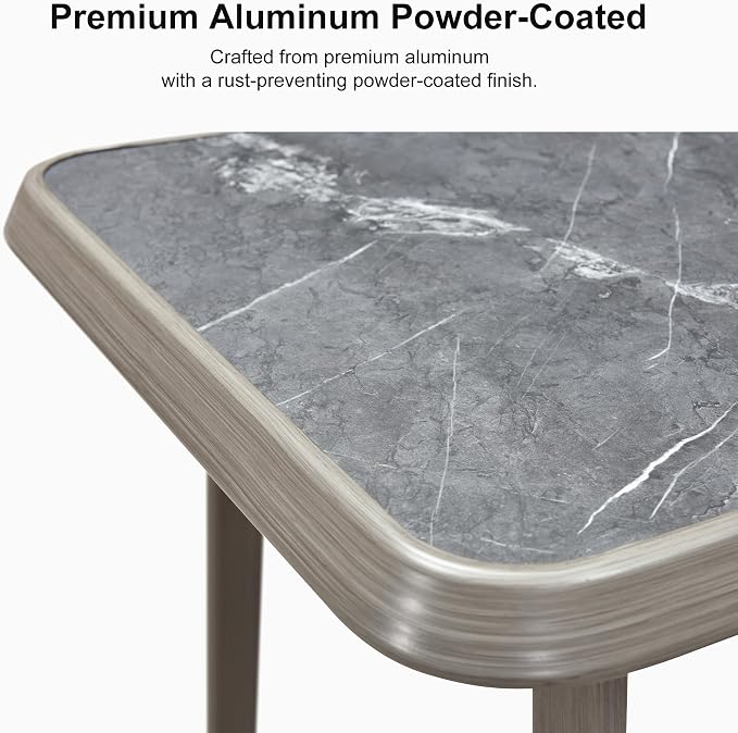 PURPLE LEAF Rectangular Patio Bar High Table Aluminum Stool Dining Table - Image 6