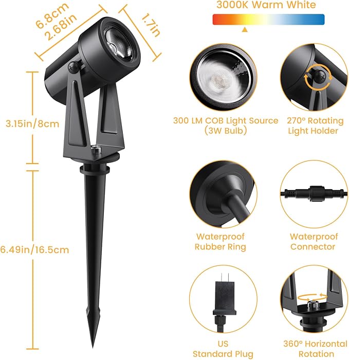 Low Voltage Landscape Lighting, 10 Pack Outdoor LED Landscape Spotlights - Image 2