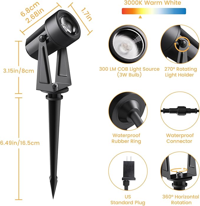 Low Voltage Landscape Lighting, 8 Pack Outdoor LED Landscape Spotlights - Image 2
