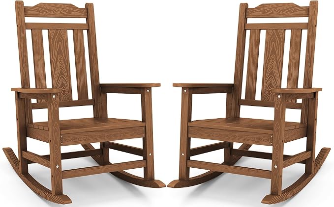 SERWALL Oversized Rocking Chair Set of 2 Outdoor, HDPE Outdoor Rocking Chair by SERWALL