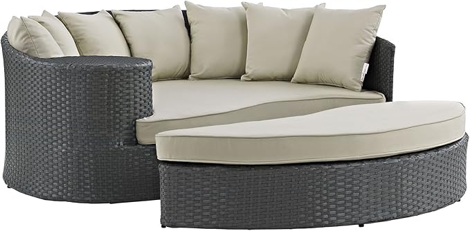 Modway EEI-1982-CHC-BEI Sojourn Wicker Rattan Outdoor Patio Sunbrella Fabric by Modway