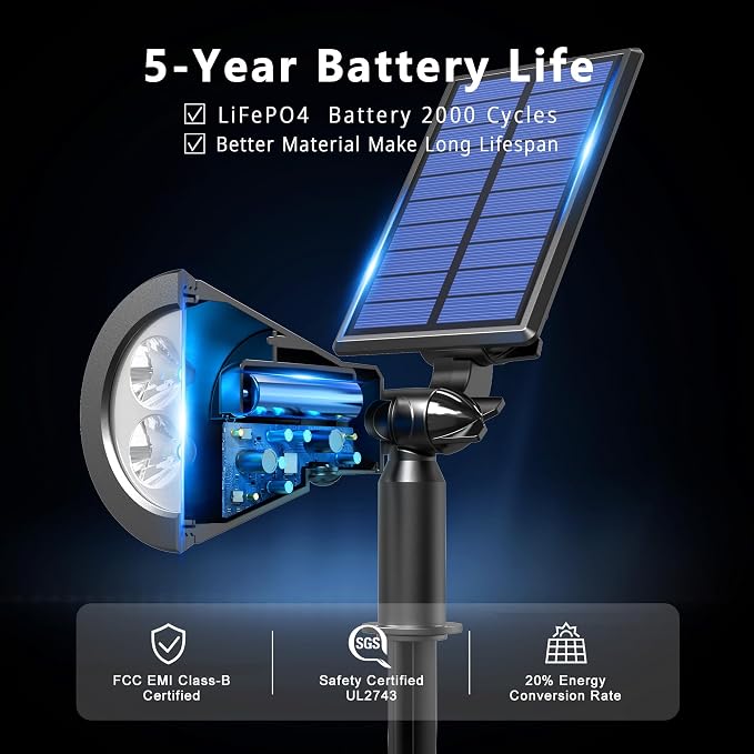 Solar Lights Outdoor Waterproof IP65, 6500K Super Bright LED, 2 Lighting Modes - Image 4