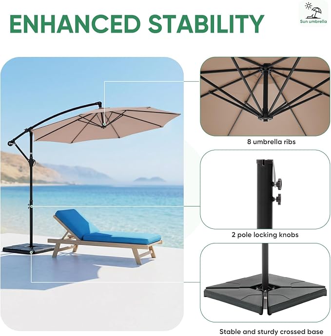 NEWBULIG 10FT Patio Umbrella, Offset Cantilever Outdoor Patio Table Umbrella - Image 4