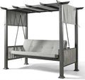 Pamapic 2-in-1 Convertible Porch Swing Bed, 3-Seat Elegant Patio Swing by Pamapic