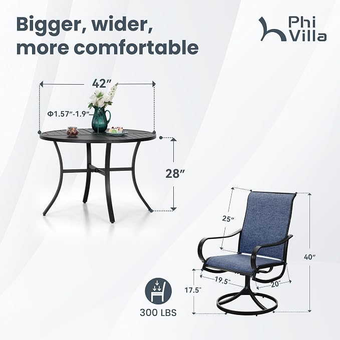 PHI VILLA 5 Piece Patio Dining Set - Image 9
