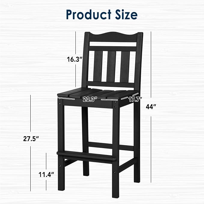 nalone Outdoor Bar Stool, HDPE Tall Adirondack Chair Bar Chair, Weather - Image 3