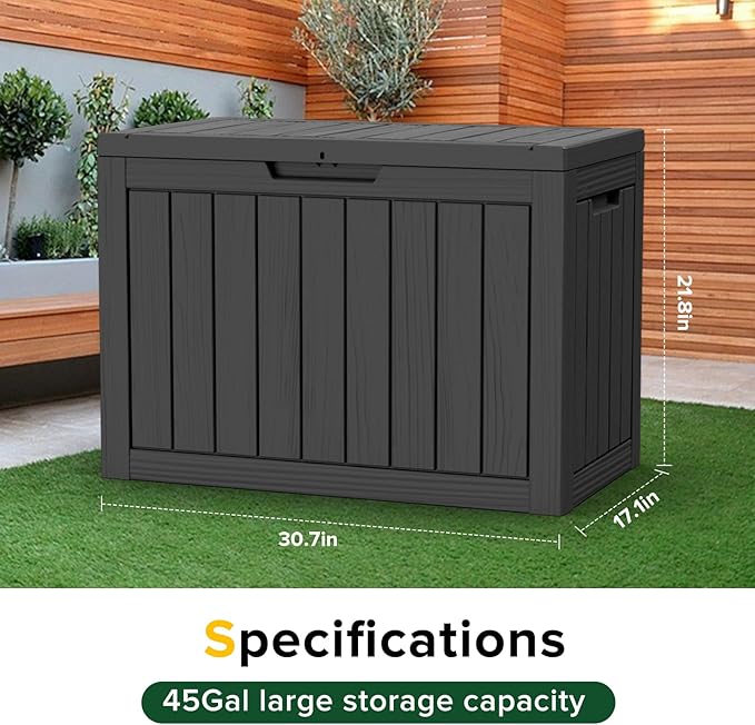 45 Gallon Outdoor Deck Box, Lockable Waterproof Outdoor Storage Boxes - Image 4