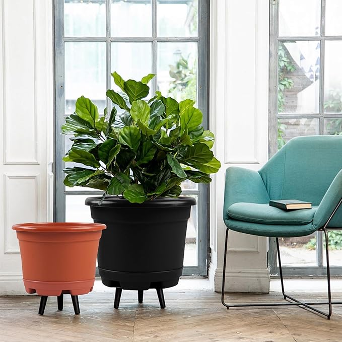 5 Pack 10.5 inch Plant Pots, Planter-Pots-for-Plants-Indoor-Outdoor，Plastic - Image 6