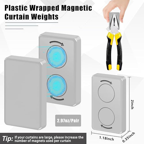 18pcs Outdoor Curtain Weights, Plastic Wrapped Magnetic Drapery Weights - Image 2
