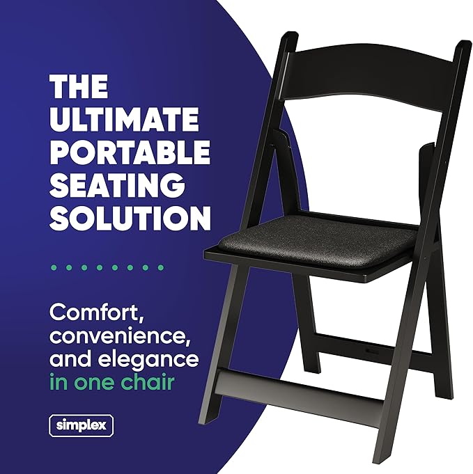 SIMPLEX 48 Black Resin Stackable Folding Chair - Image 3