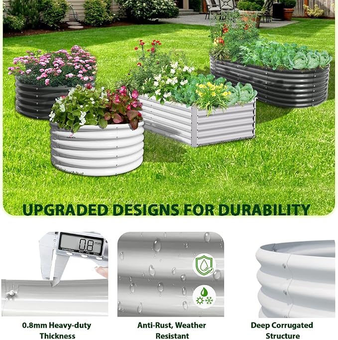 A ANLEOLIFE 6-Set 8X4X2 ft Galvanized Raised Garden Bed Kit, Oval Metal Deep - Image 5