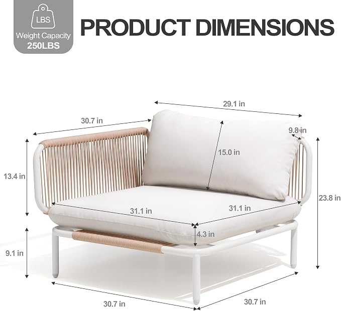 Patio Furniture Set, Outdoor Patio Furniture 31" Oversized Metal Patio - Image 2