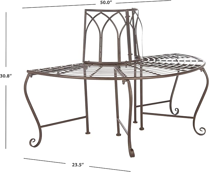 SAFAVIEH Outdoor Furniture Collection – Abia Rustic Brown Wrought Iron 50-Inch - Image 3