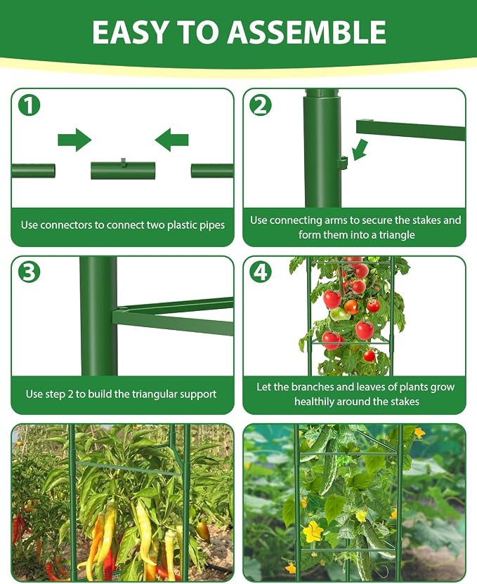 3 Pack Extra Larger Tomato Cages, 51in*17in Adjustable Tomatoes Plant Stakes - Image 9