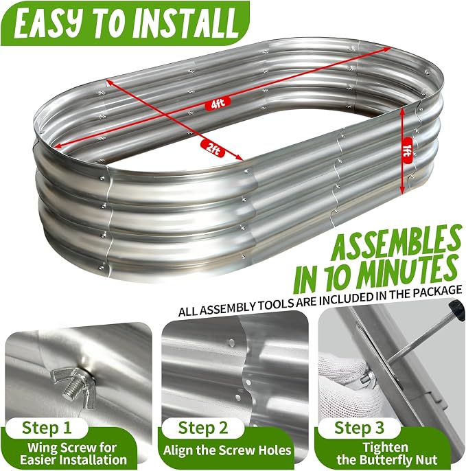 Galvanized Raised Garden Bed Kit, Planter Garden Boxes Outdoor, Oval Large Metal - Image 3