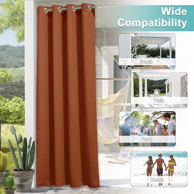 NICETOWN Patio Outdoor Curtains Waterproof, Thermal Insulated Stainless Steel - Image 5