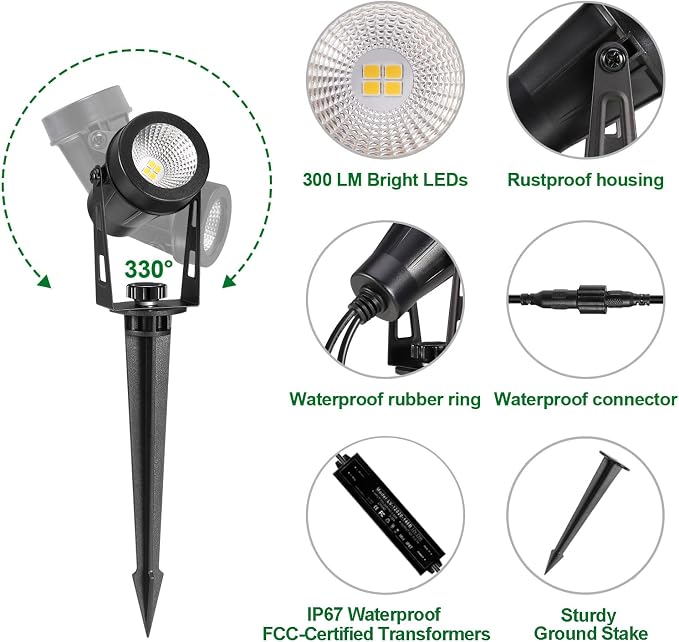 Low Voltage Landscape Lighting, 8 Pack Outdoor Spot Lights - Image 2