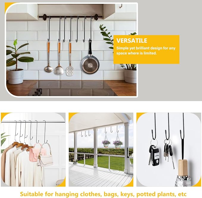 8 Pack 12 Inch Large S Hooks for Hanging Plants, Bird House and Clothes - Image 7