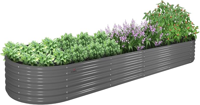 A ANLEOLIFE 12X3X1.5 ft Galvanized Raised Garden Beds Outdoor, Oval Extra Large by AAnleolife