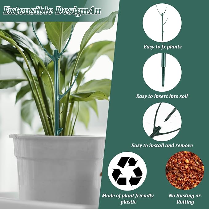 Grevosea 5 Pack Plant Support Stakes, Stackable Monstera Plant Supports - Image 3
