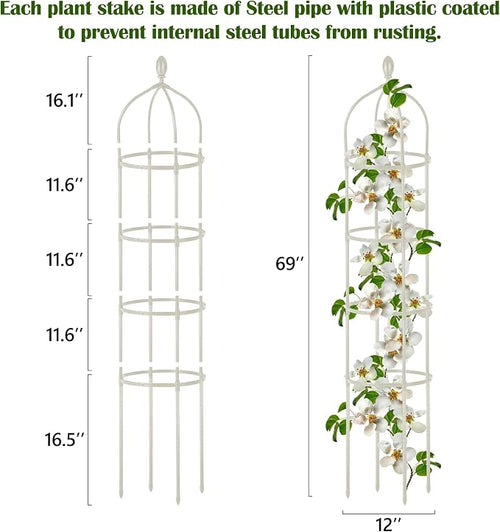 2 Pcs Garden Obelisk Trellis for Climbing Plants Outdoor 6 Ft Rose Bush Round - Image 2