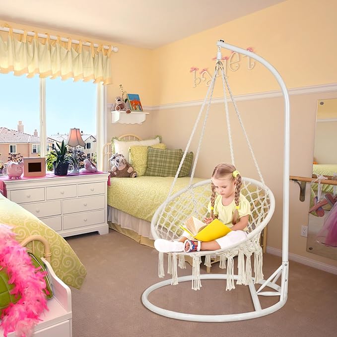 Hammock Swing Chair for 2-5 Years Old Kids, Handmade Knitted Macrame Hanging - Image 4