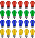 24 Pack S14 Colored LED String Light Bulbs, 1W Plastic Shatterproof Replacement by GvvooHome