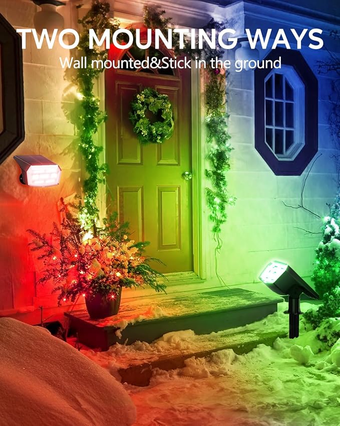 HIBOITEC Solar Spot Lights Outdoor Color Changing 59LED Landscape Lighting - Image 5