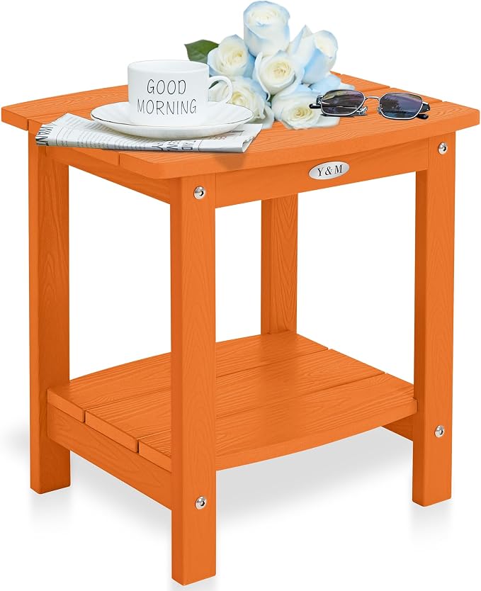 Y&M Outdoor Side Table, HIPS Adirondack Small Double Layer Table, Waterproof by YM