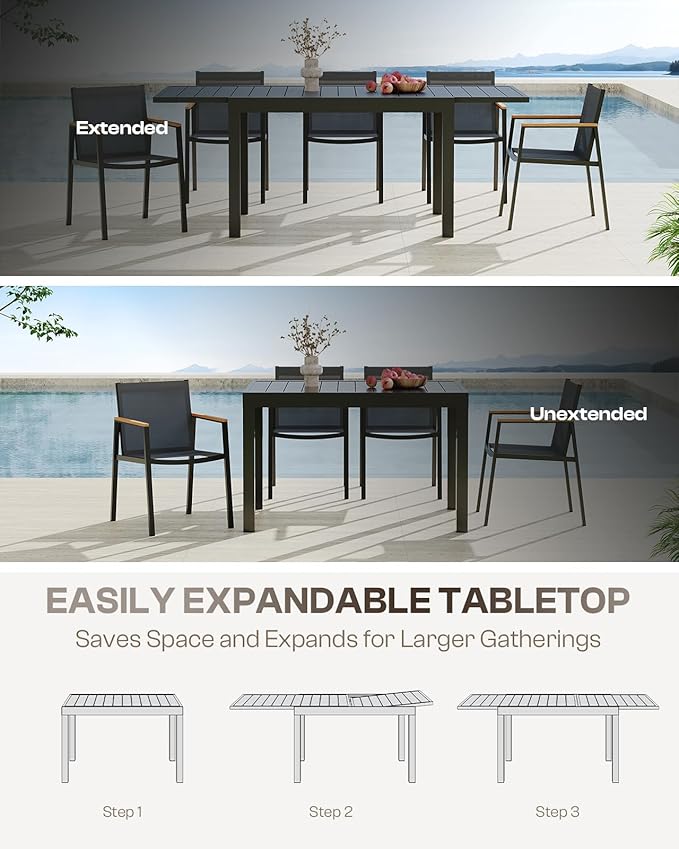 Outdoor Aluminum Patio Dining Table Set - Image 2