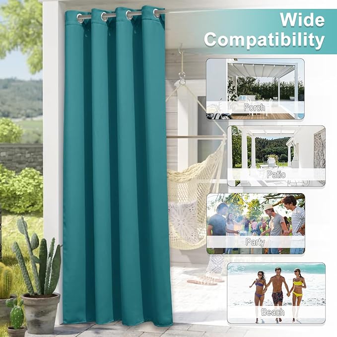NICETOWN Outdoor Curtainch for Patio Waterproof 100 inch Wide, Thermal - Image 8