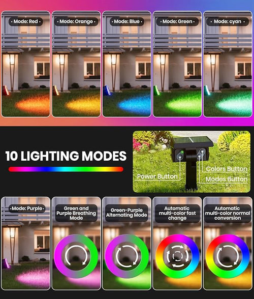 2 Pack - Solar Christmas Lights Outdoor Waterproof, 6 Color Changing Spotlights - Image 2