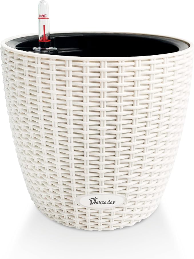 Dexceder 11x10 Inches Rattan Self Watering Planter Indoor Outdoor, Inner Pot by Dexceder