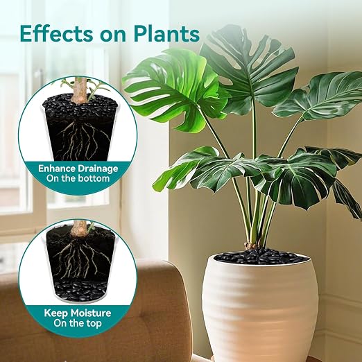 5 lbs Black Rocks for Planters, Polished Garden Stones for Outdoor Landscaping - Image 3