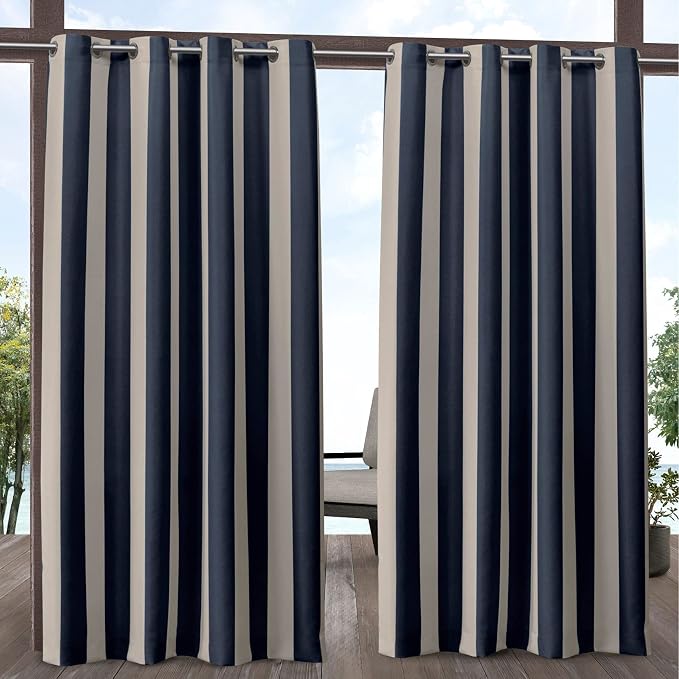 Exclusive Home Canopy Stripe Indoor/Outdoor Grommet Top Curtain Panel by TownCountryLiving