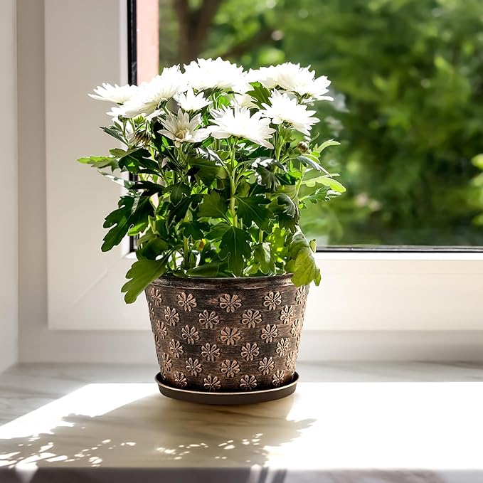8 Inch Planter Pots for Plants, Plastic Flower Pots Indoor Outdoor, 5 Pack - Image 7