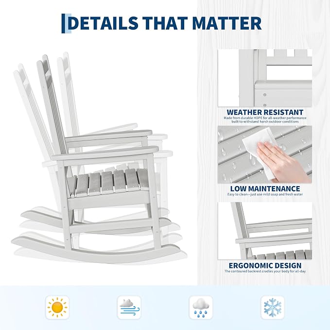 HDPE Rocking Chair Outdoor Set of 6 - Image 4