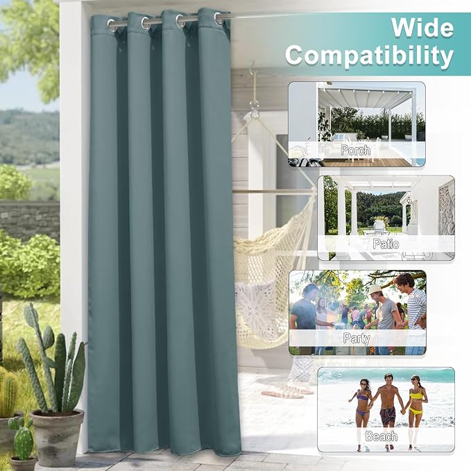 NICETOWN Outdoor Curtain for Patio Waterproof Extra Wide 100 in, Sun Blocking - Image 8