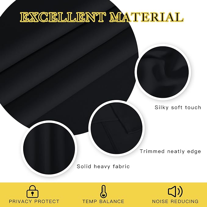NICETOWN Blackout Black Curtain & Drape 90 inches Long - Image 4
